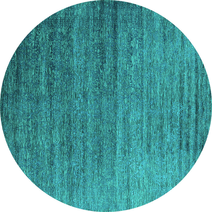 Round Oriental Turquoise Industrial Rug, urb2078turq