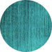 Round Oriental Turquoise Industrial Rug, urb2078turq