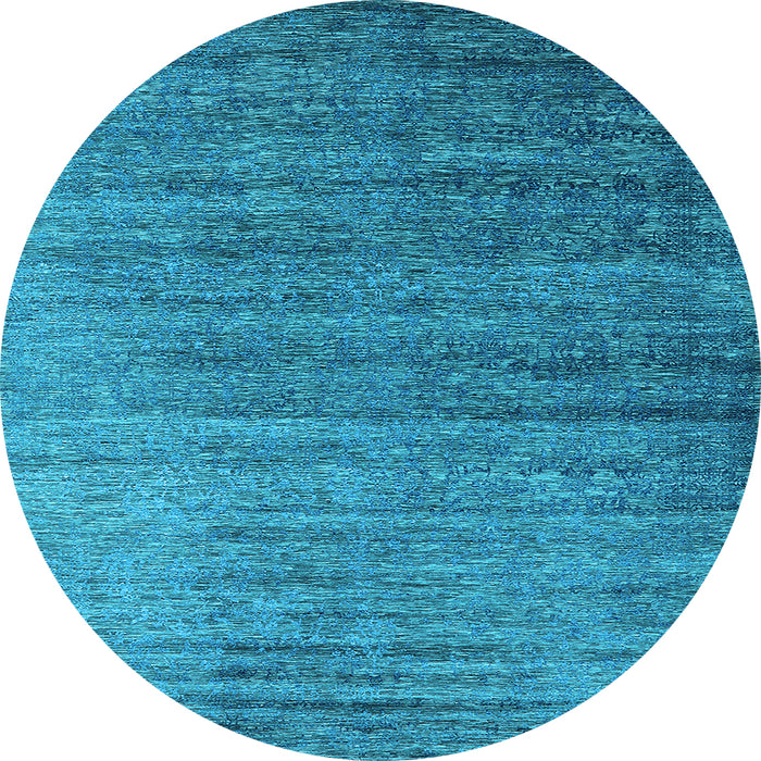 Round Machine Washable Oriental Light Blue Industrial Rug, wshurb2078lblu