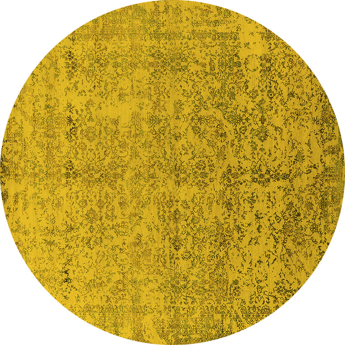 Round Oriental Yellow Industrial Rug, urb2079yw