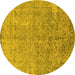 Round Oriental Yellow Industrial Rug, urb2079yw