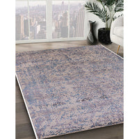 Mid-Century Modern Silver Pink Oriental Rug, urb2079