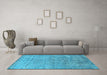 Machine Washable Oriental Light Blue Industrial Rug in a Living Room, wshurb2079lblu