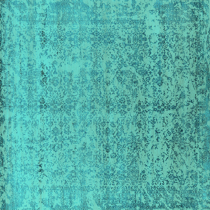 Square Oriental Turquoise Industrial Rug, urb2079turq