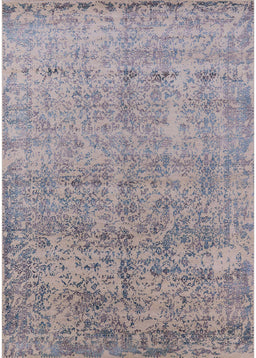 Mid-Century Modern Silver Pink Oriental Rug, urb2079