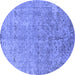 Round Oriental Blue Industrial Rug, urb2079blu