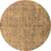 Round Oriental Brown Industrial Rug, urb2079brn