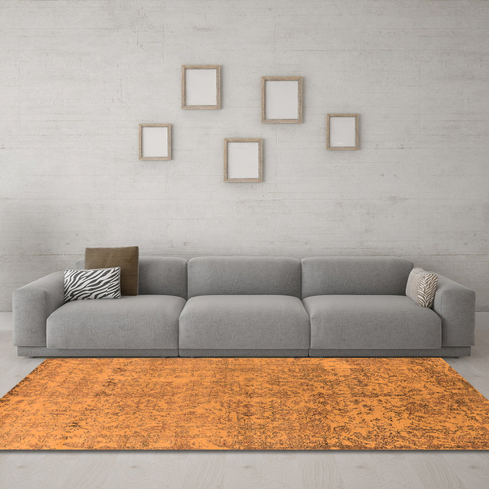 Machine Washable Oriental Orange Industrial Area Rugs in a Living Room, wshurb2079org
