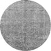 Round Oriental Gray Industrial Rug, urb2079gry