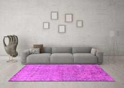 Machine Washable Oriental Pink Industrial Rug in a Living Room, wshurb2079pnk