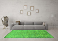 Machine Washable Oriental Green Industrial Rug, wshurb2079grn