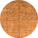 Round Machine Washable Oriental Orange Industrial Area Rugs, wshurb2079org