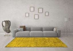 Machine Washable Oriental Yellow Industrial Rug in a Living Room, wshurb2079yw