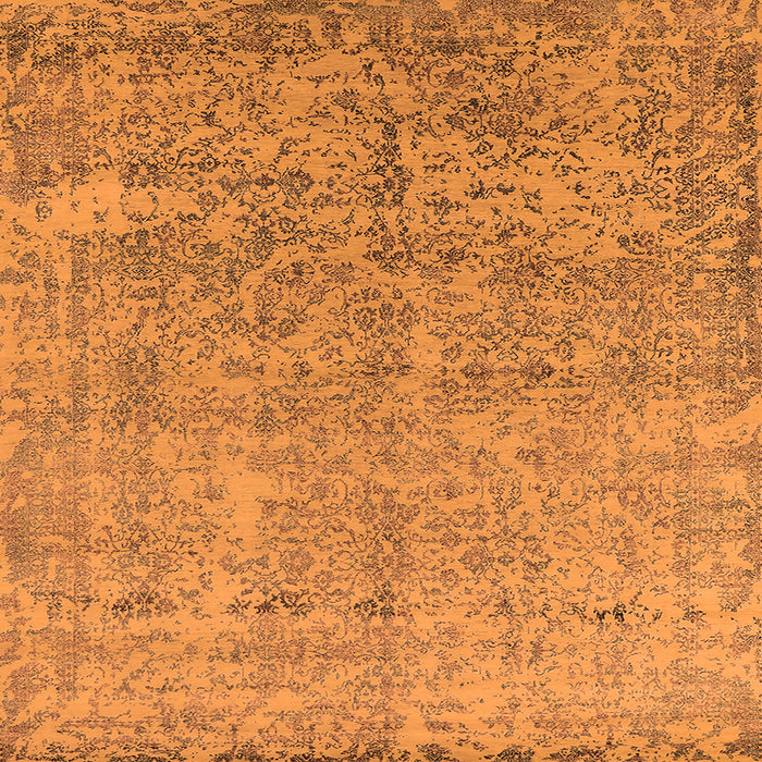 Square Machine Washable Oriental Orange Industrial Area Rugs, wshurb2079org
