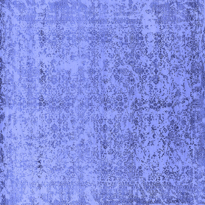 Square Machine Washable Oriental Blue Industrial Rug, wshurb2079blu