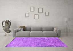 Machine Washable Oriental Purple Industrial Area Rugs in a Living Room, wshurb2079pur