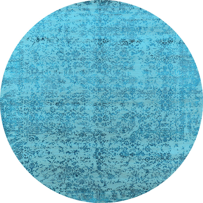 Round Oriental Light Blue Industrial Rug, urb2079lblu