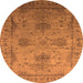 Round Machine Washable Oriental Orange Industrial Area Rugs, wshurb2080org