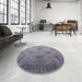 Round Mid-Century Modern Dark Gray Oriental Rug in a Office, urb2080