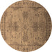 Round Oriental Brown Industrial Rug, urb2080brn