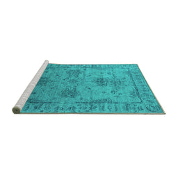Sideview of Machine Washable Oriental Turquoise Industrial Area Rugs, wshurb2080turq