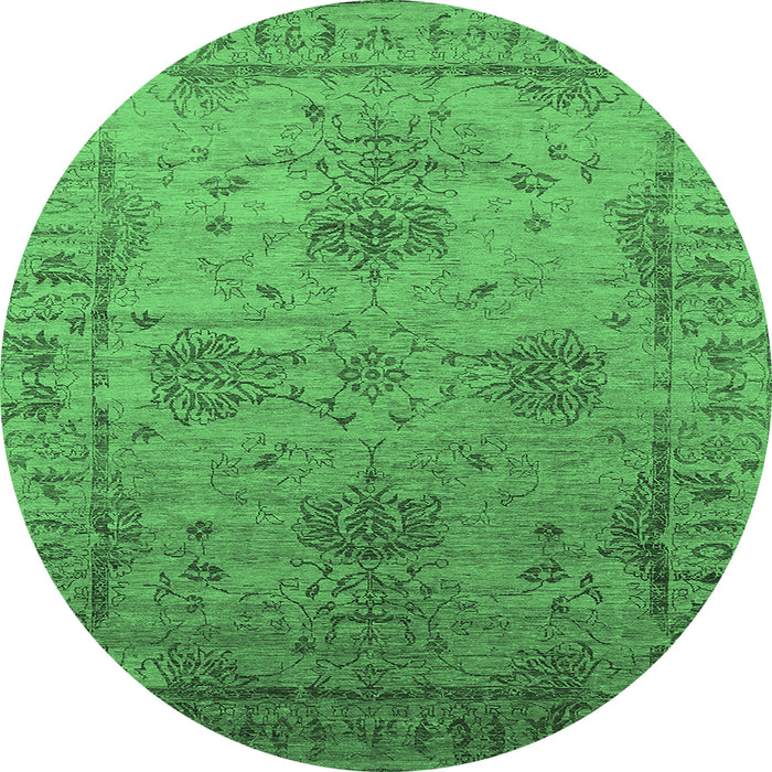 Round Oriental Emerald Green Industrial Rug, urb2080emgrn
