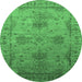 Round Oriental Emerald Green Industrial Rug, urb2080emgrn