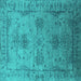 Square Oriental Turquoise Industrial Rug, urb2080turq