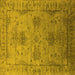 Square Machine Washable Oriental Yellow Industrial Rug, wshurb2080yw