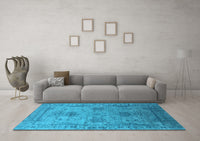 Machine Washable Oriental Light Blue Industrial Rug, wshurb2080lblu