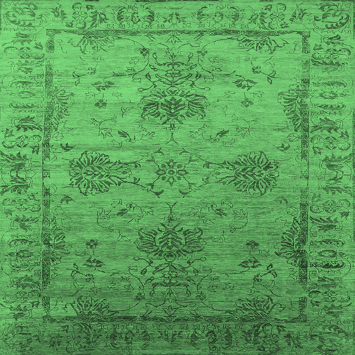 Square Machine Washable Oriental Emerald Green Industrial Area Rugs, wshurb2080emgrn