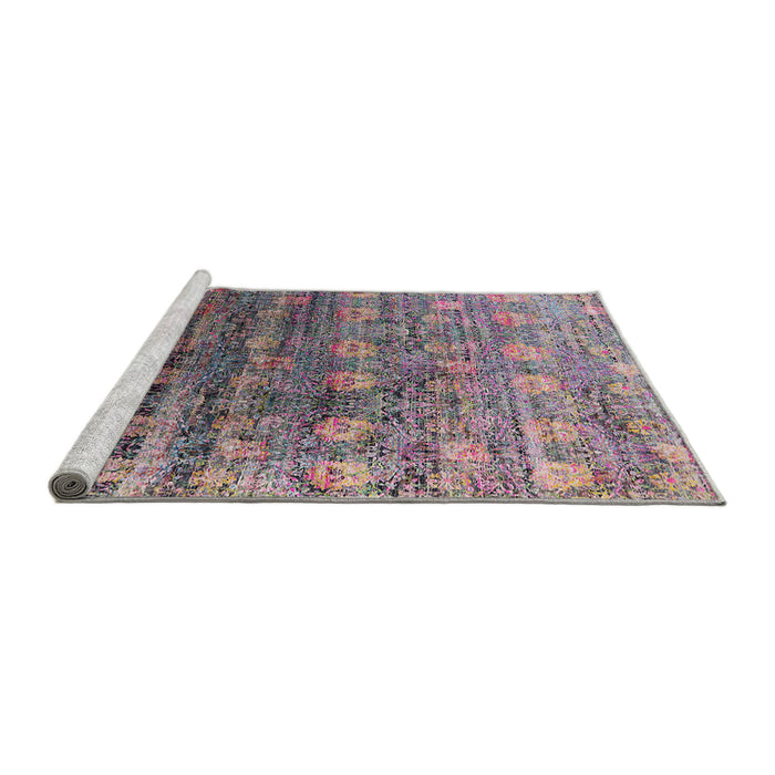Sideview of Machine Washable Industrial Modern Velvet Maroon Purple Rug, wshurb2081