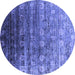 Round Oriental Blue Industrial Rug, urb2081blu