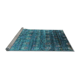 Sideview of Machine Washable Oriental Light Blue Industrial Rug, wshurb2081lblu