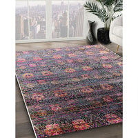 Mid-Century Modern Maroon Purple Oriental Rug, urb2081