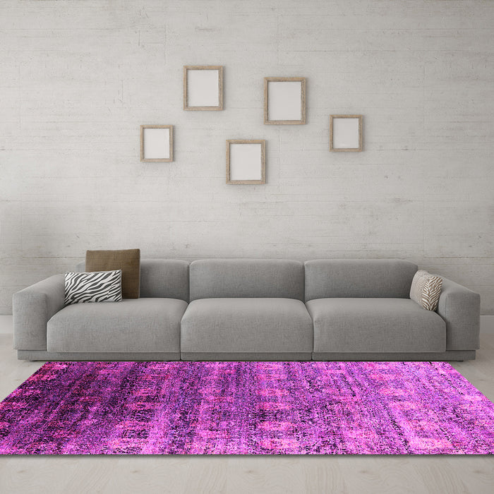 Machine Washable Oriental Pink Industrial Rug in a Living Room, wshurb2081pnk