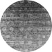 Round Machine Washable Oriental Gray Industrial Rug, wshurb2081gry