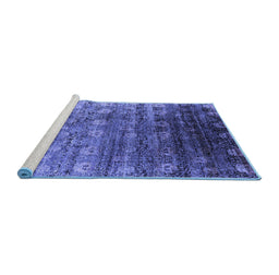 Sideview of Machine Washable Oriental Blue Industrial Rug, wshurb2081blu