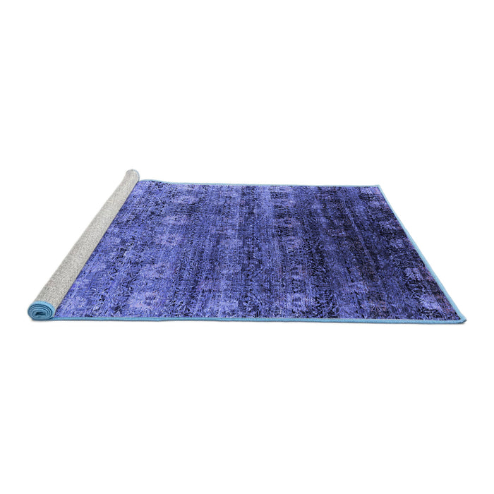 Sideview of Machine Washable Oriental Blue Industrial Rug, wshurb2081blu