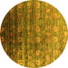 Round Oriental Yellow Industrial Rug, urb2081yw