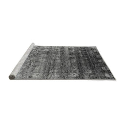 Sideview of Machine Washable Oriental Gray Industrial Rug, wshurb2081gry