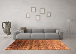 Machine Washable Oriental Orange Industrial Area Rugs in a Living Room, wshurb2081org