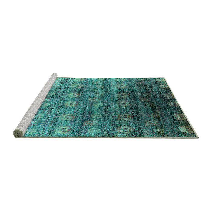 Sideview of Machine Washable Oriental Turquoise Industrial Area Rugs, wshurb2081turq