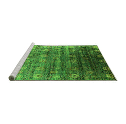 Sideview of Machine Washable Oriental Green Industrial Area Rugs, wshurb2081grn