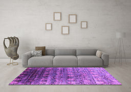 Machine Washable Oriental Purple Industrial Area Rugs in a Living Room, wshurb2081pur
