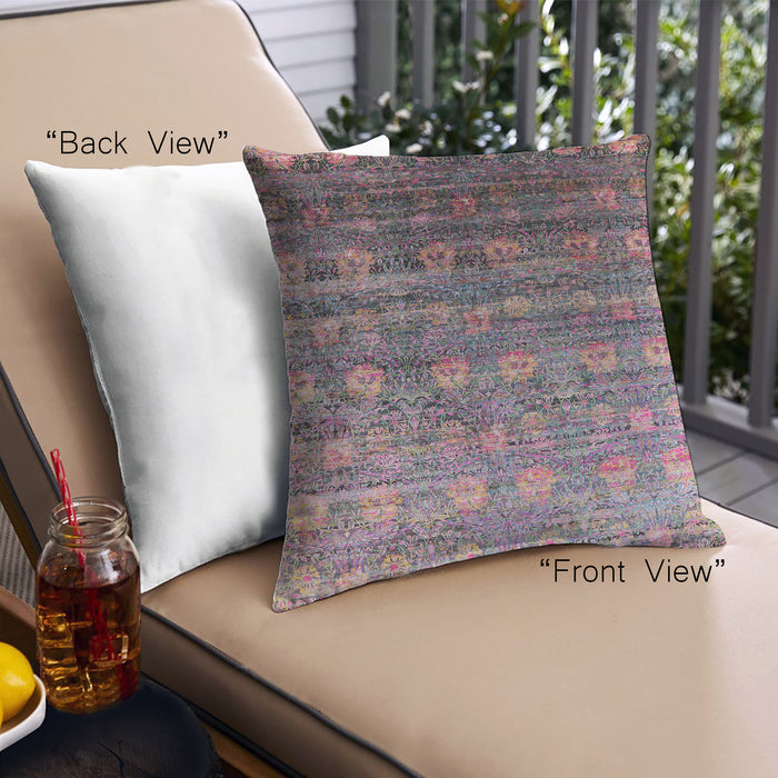 Front View of Mid-Century Modern Urban Square Velvet Maroon Purple Throw Pillow, 18 inch by 18 inch, pwurb2081