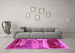 Machine Washable Oriental Pink Industrial Rug in a Living Room, wshurb2082pnk