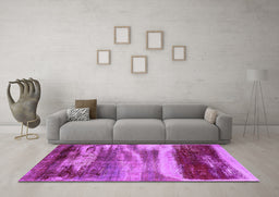 Machine Washable Oriental Purple Industrial Area Rugs in a Living Room, wshurb2082pur