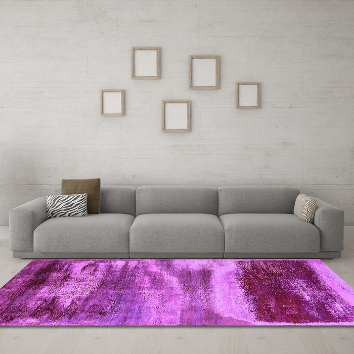 Machine Washable Oriental Purple Industrial Area Rugs in a Living Room, wshurb2082pur
