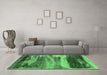 Machine Washable Oriental Emerald Green Industrial Area Rugs in a Living Room,, wshurb2082emgrn